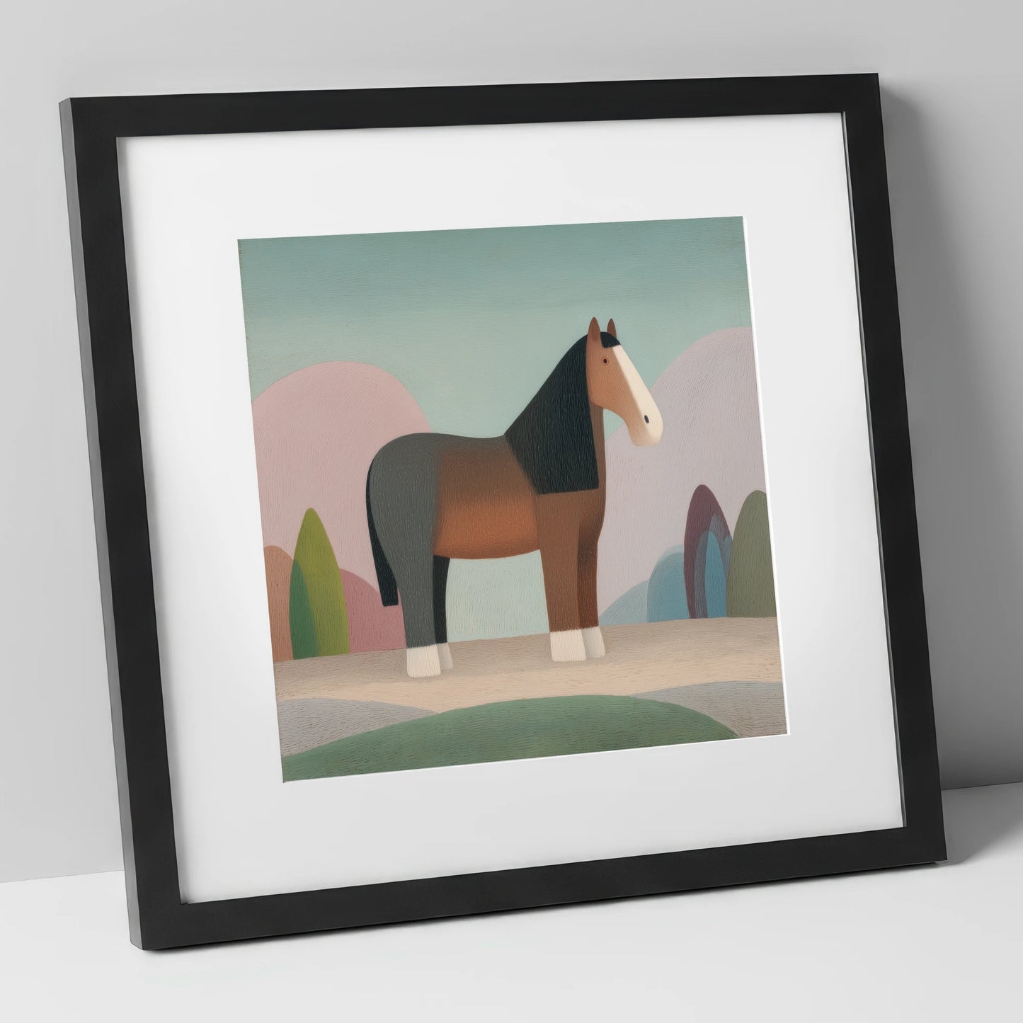 The Patient Cob horse breed art print in black frame