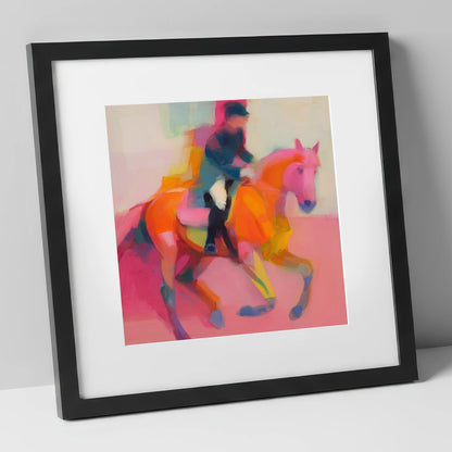 Abstract Dressage Rhythm dressage horse art print in black frame