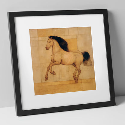 Classical Equine Study horse portrait art print in black frame