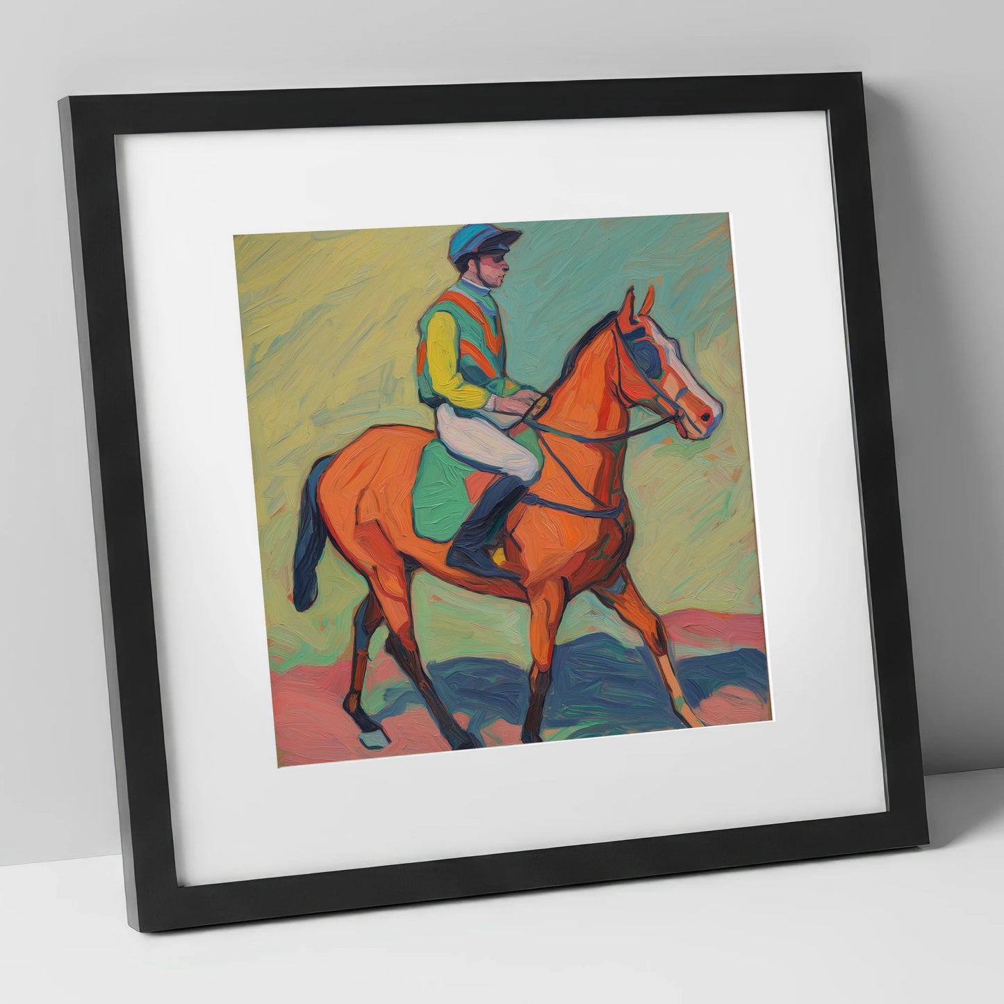 The Colour of Racing racing horse art print in black frame