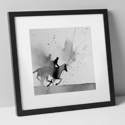 Kinetic Flight show jumping horse art print in black frame