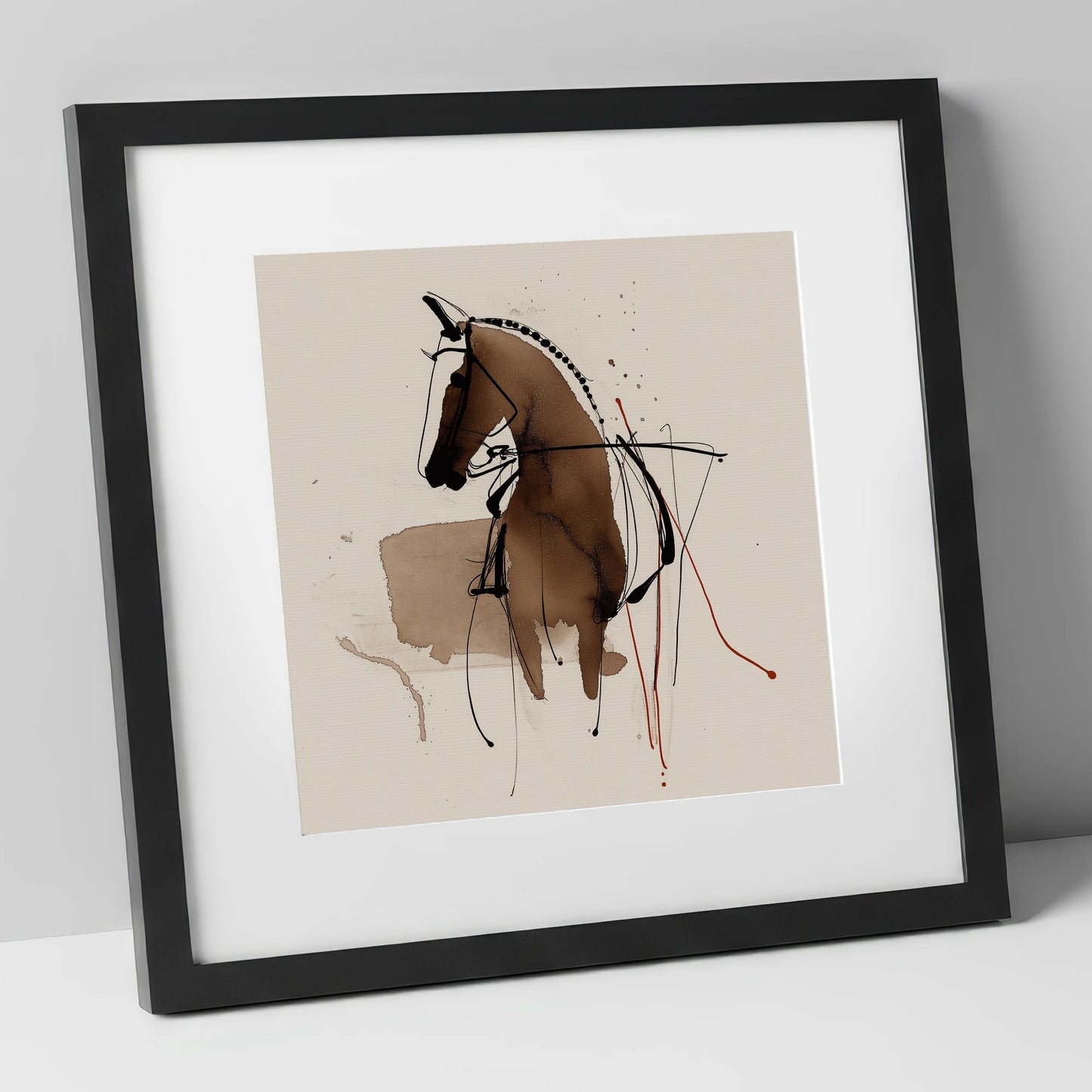 The Collected Frame dressage horse art print in black frame