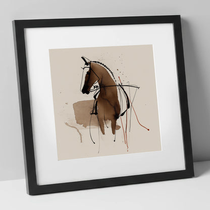 The Collected Frame dressage horse art print in black frame