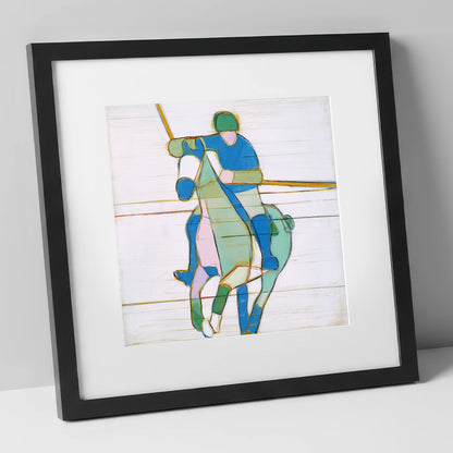 Azure Polo Rhythms polo horse art print in black frame