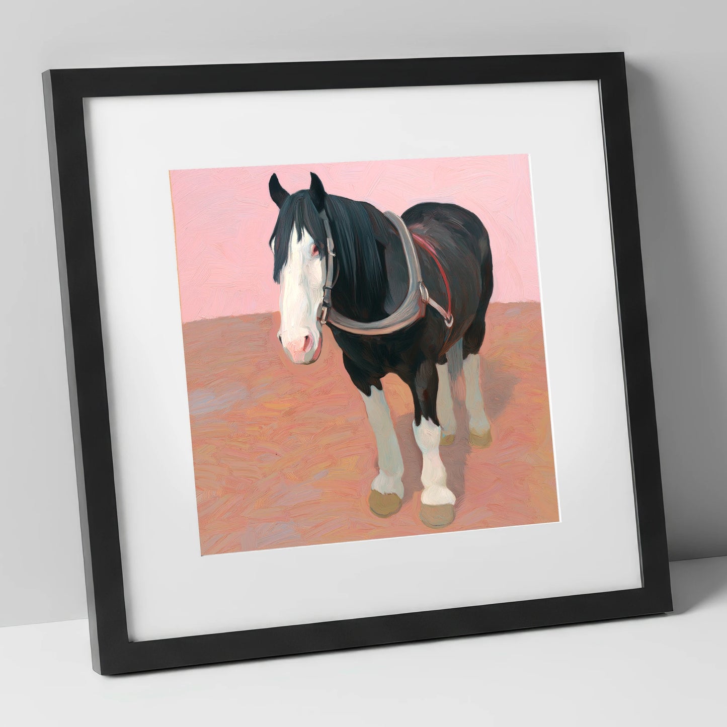 The Gentle Heavy horse breed art print in black frame