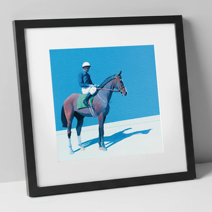 Before the Off racing horse art print in black frame
