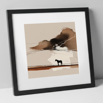 Distant Thunder horse landscape art print in black frame