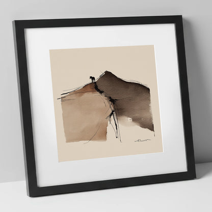 Summit Silhouette horse landscape art print in black frame