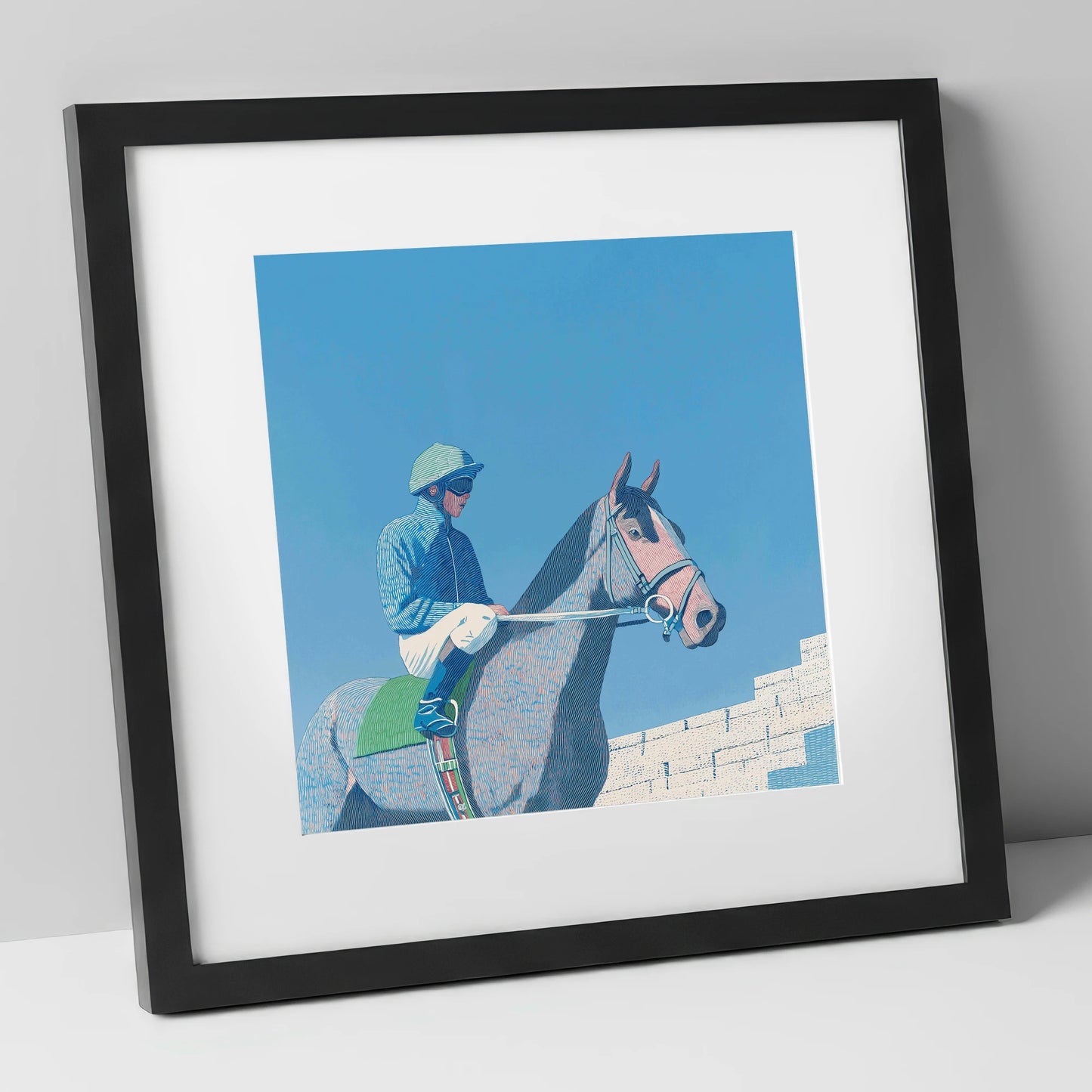 Quiet Anticipation racing horse art print in black frame