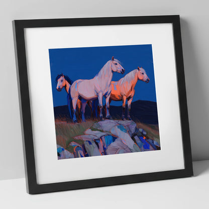 Vanguard of the Heights horse landscape art print in black frame