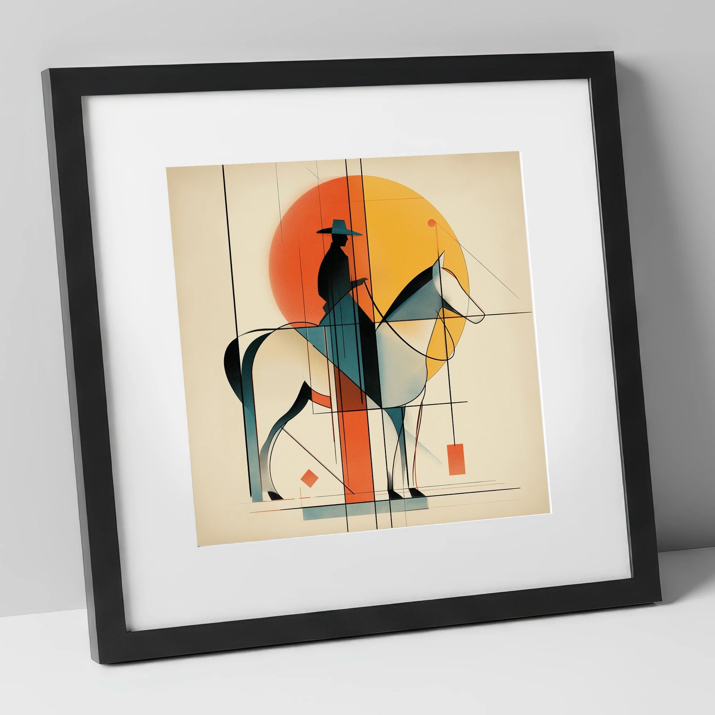 Structured Western Horizon western horse art print in black frame