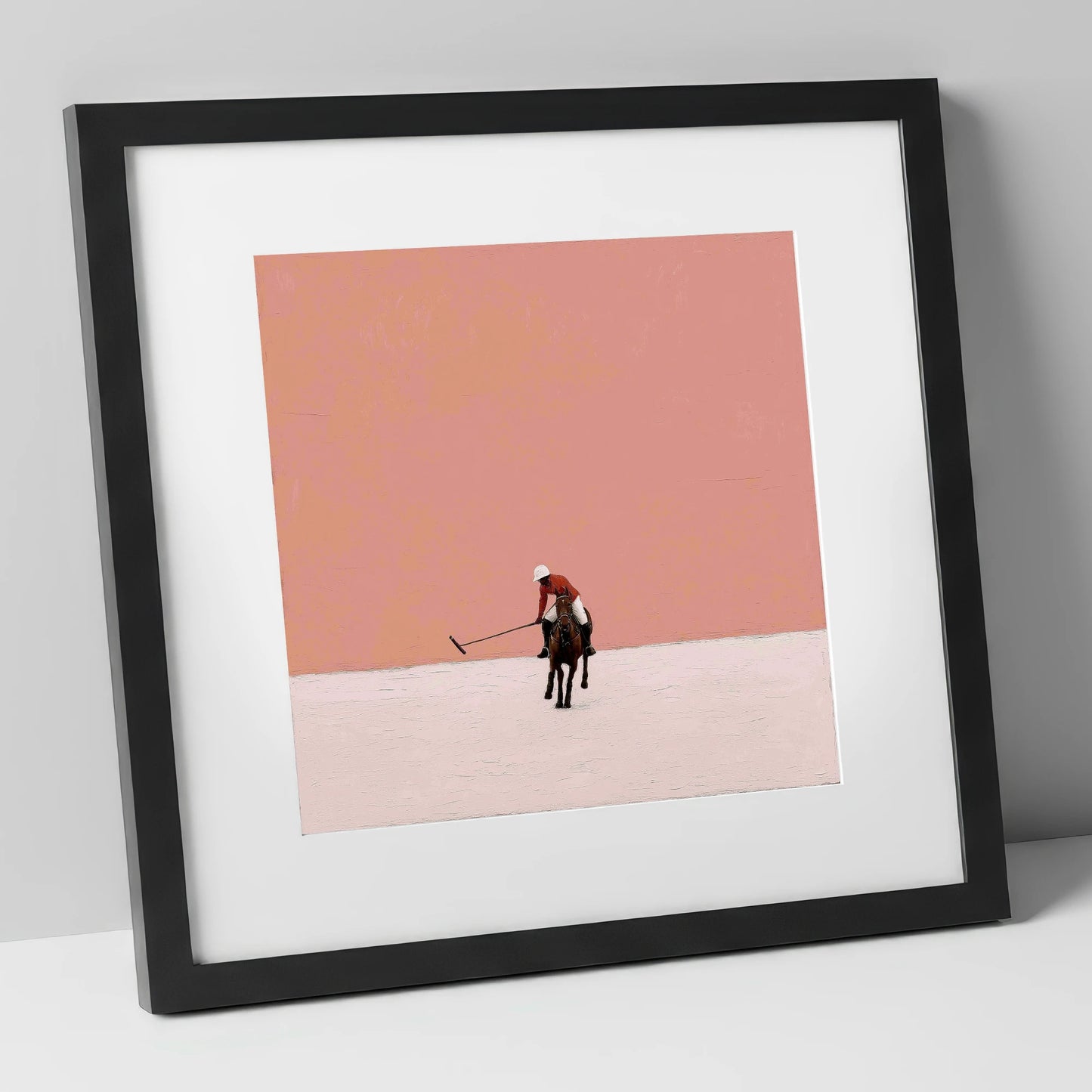 Rose Horizon Polo polo horse art print in black frame