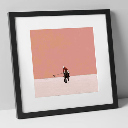 Rose Horizon Polo polo horse art print in black frame