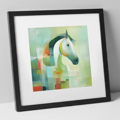 Modern Abstract Profile horse breed art print in black frame