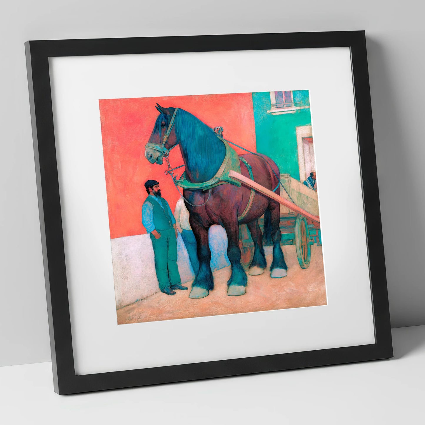 Strength and Stillness working horse art print in black frame
