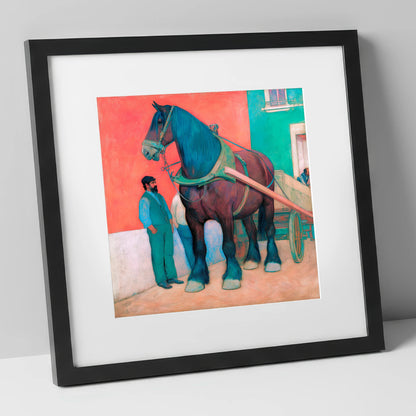 Strength and Stillness working horse art print in black frame