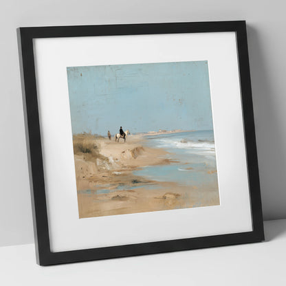 Coastal Solitude horse landscape art print in black frame
