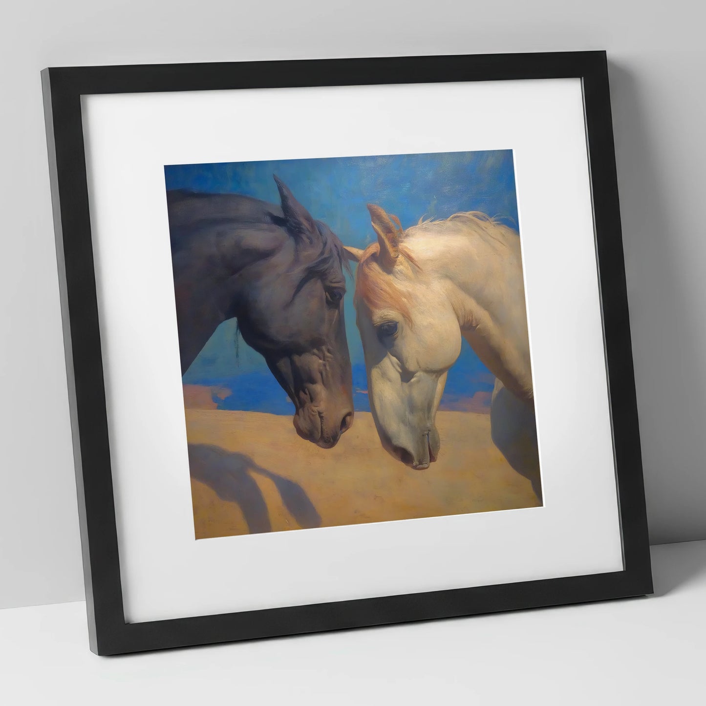 Kindred Spirits horse portrait art print in black frame
