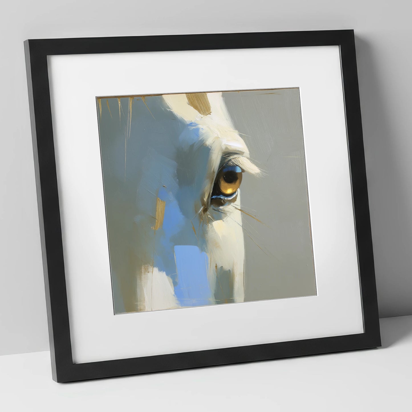 Gilded Gaze Portrait horse portrait art print in black frame