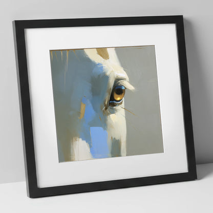 Gilded Gaze Portrait horse portrait art print in black frame