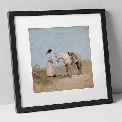 The Unspoken Bond horse & rider art print in black frame