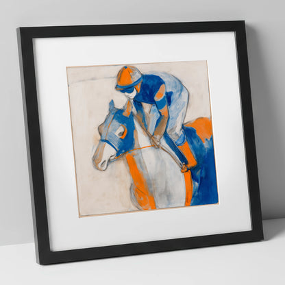 Bold Racing Silks racing horse art print in black frame