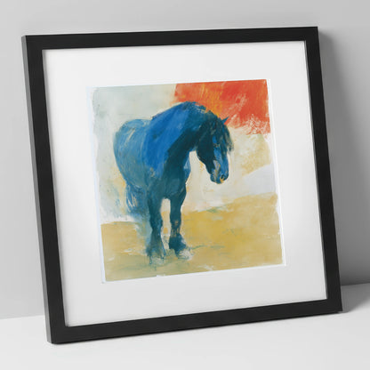 Vivid Cobalt Heavy Horse horse breed art print in black frame