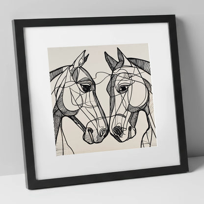 Structural Equine Bond horse portrait art print in black frame