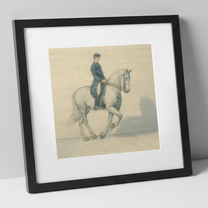 Structured Harmony dressage horse art print in black frame