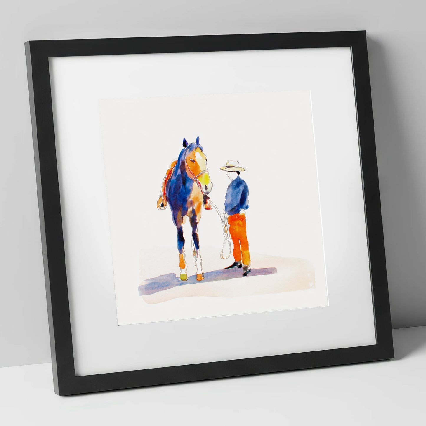 Vivid Western Partnership western horse art print in black frame