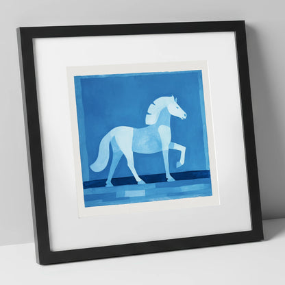 Azure Equine Form horse breed art print in black frame