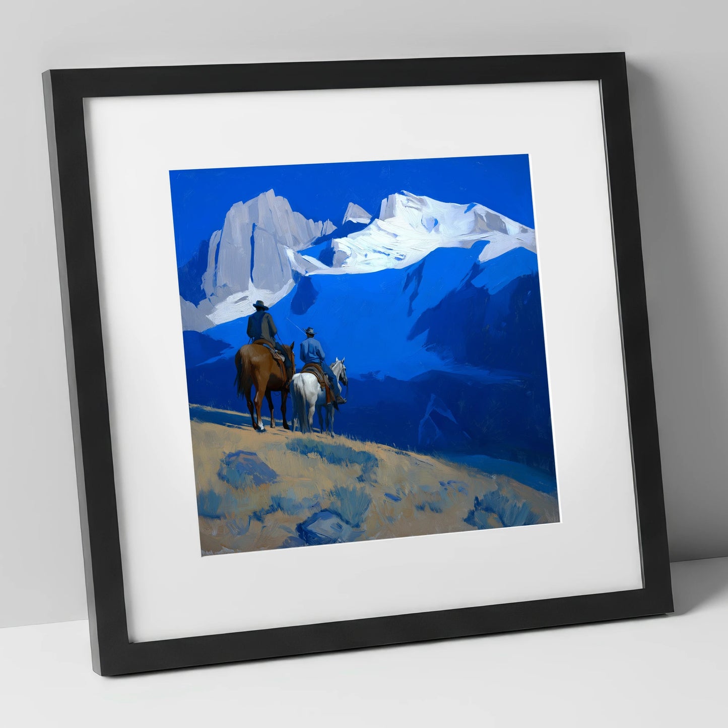 High Country Horizon horse landscape art print in black frame