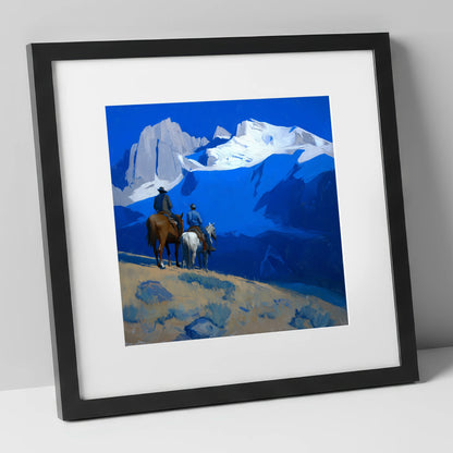 High Country Horizon horse landscape art print in black frame