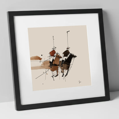 The High Goal polo horse art print in black frame