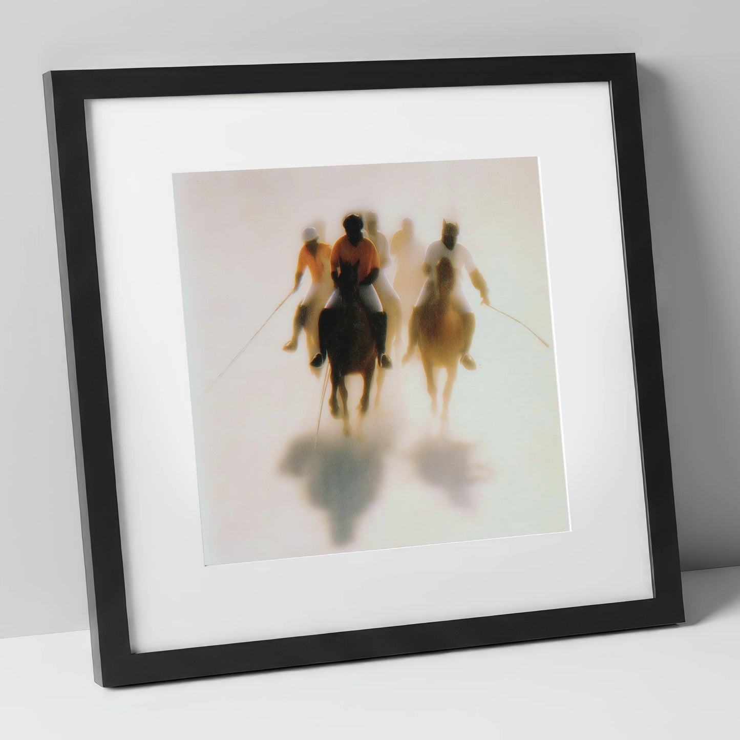 The Ethereal Chukka polo horse art print in black frame