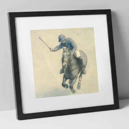 Precision in the Chukka polo horse art print in black frame