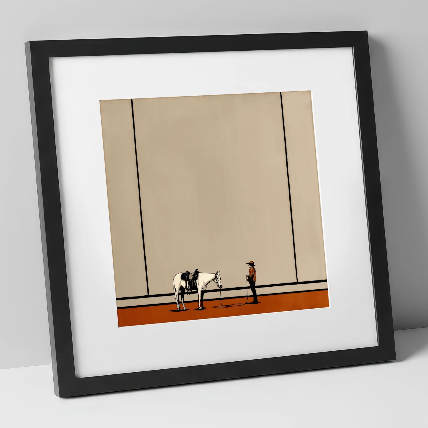 Quiet Western Connection western horse art print in black frame