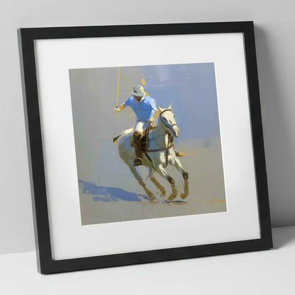 The Decisive Stroke polo horse art print in black frame