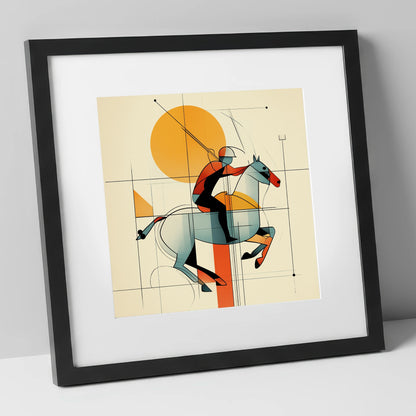 Structured Chukka polo horse art print in black frame