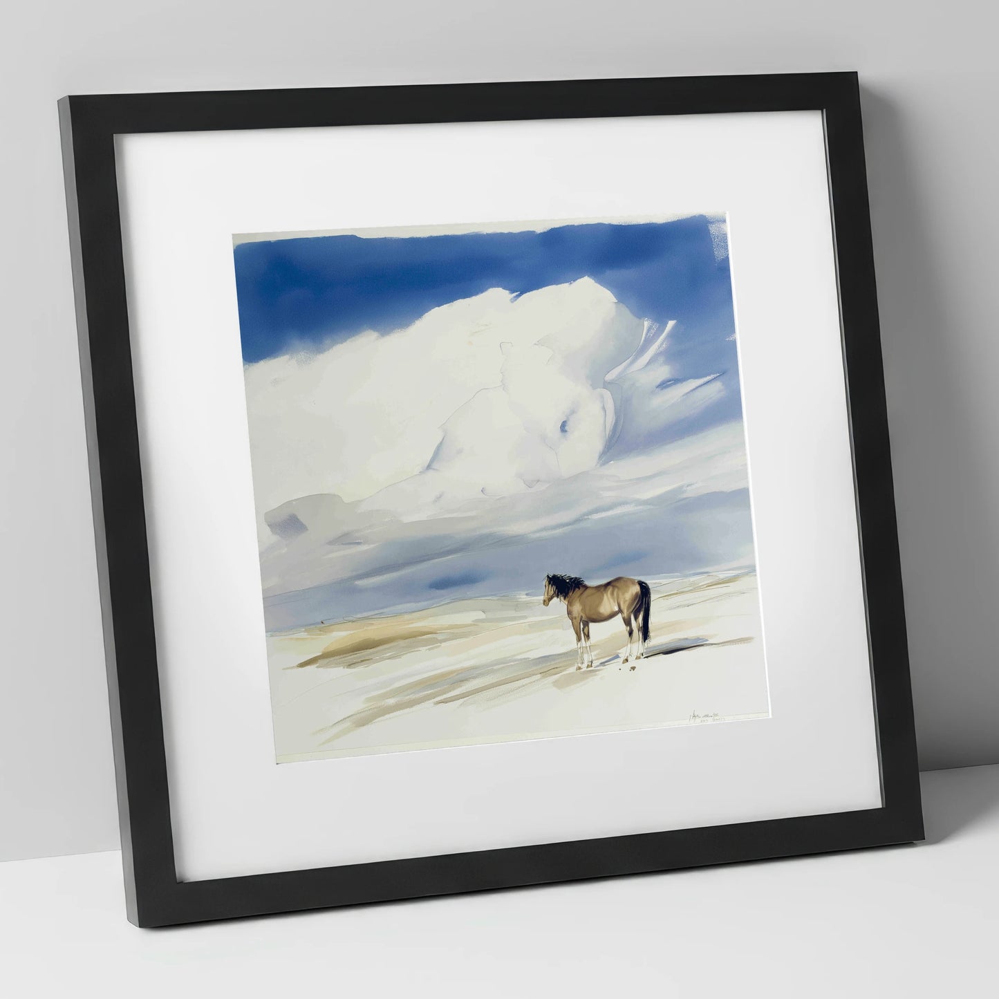 Beneath the Gathering Sky horse landscape art print in black frame