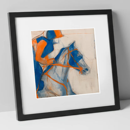 Ultramarine Racing Form racing horse art print in black frame