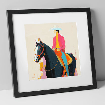 Vibrant Western Spirit western horse art print in black frame