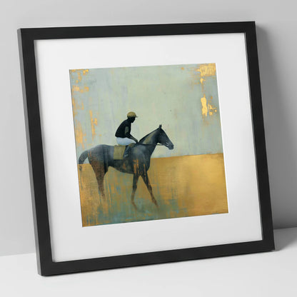 The Gilded Thoroughbred racing horse art print in black frame