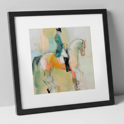 Abstract Dressage Harmony dressage horse art print in black frame