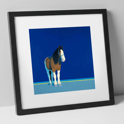 Cobalt Horizon horse breed art print in black frame