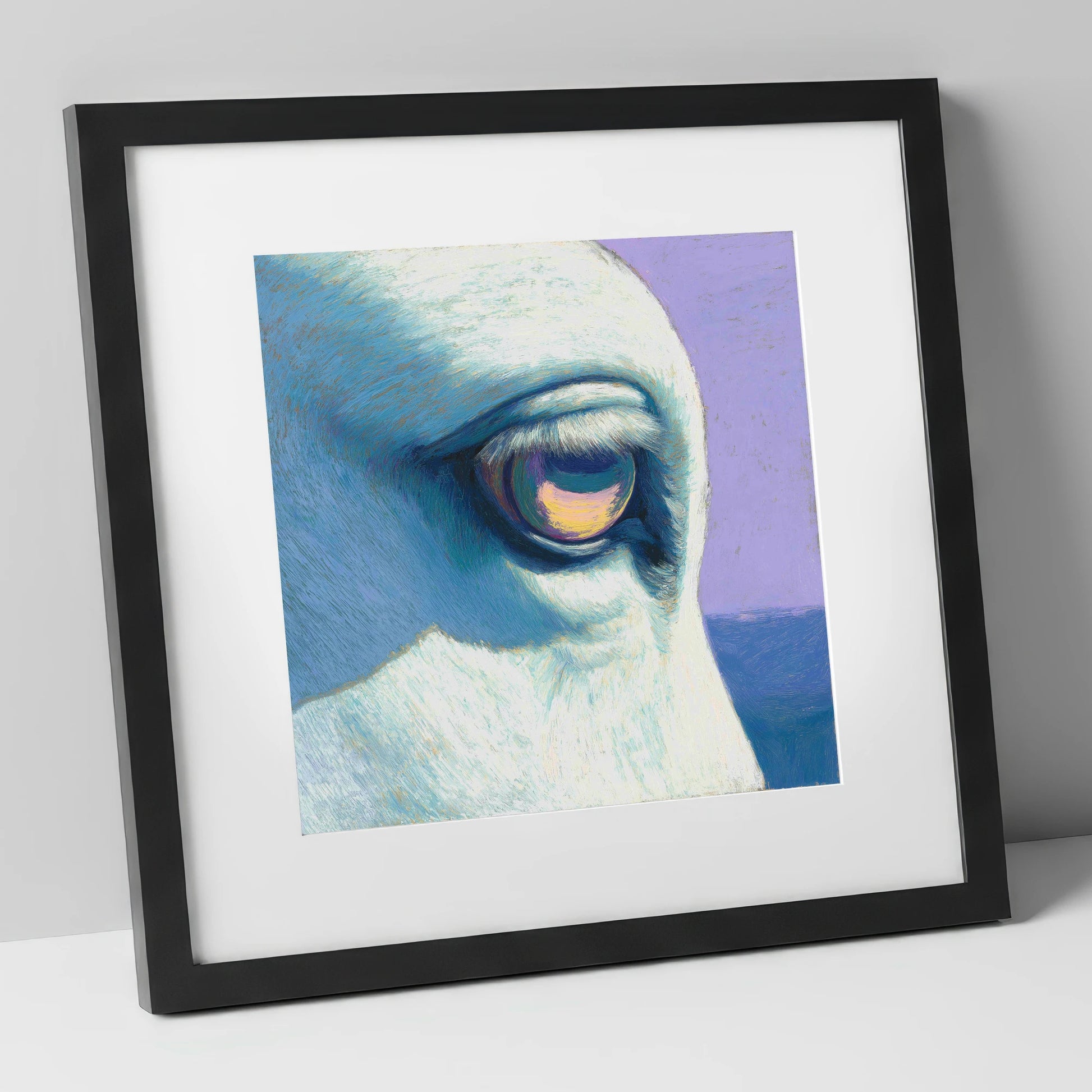 The Serene Gaze horse portrait art print in black frame