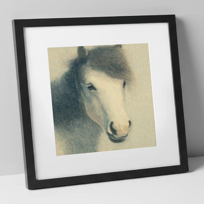 Midnight Slate Portrait horse breed art print in black frame