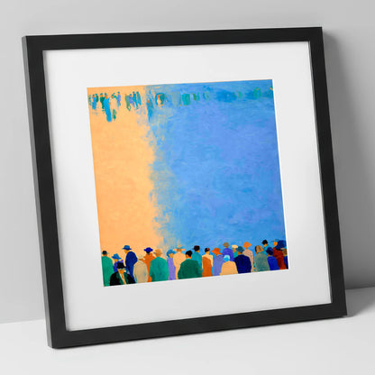 Waiting for the Field racing horse art print in black frame