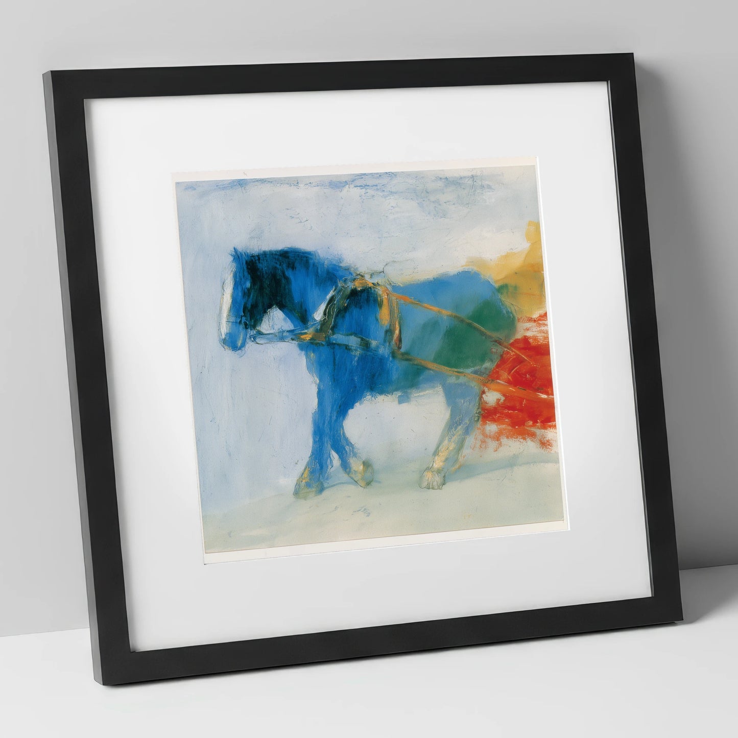 The Azure Draught working horse art print in black frame