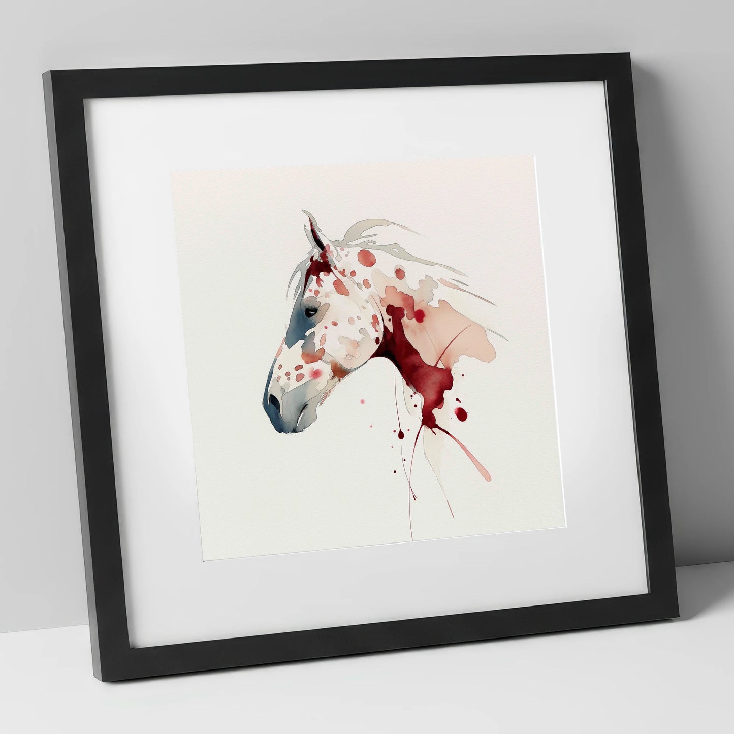 Crimson Appaloosa Profile horse breed art print in black frame
